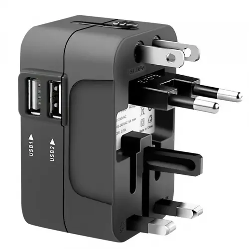 Incarcator Retea Techsuit HHT202 Travel, 10W, 2A, 2 x USB-A (Negru)