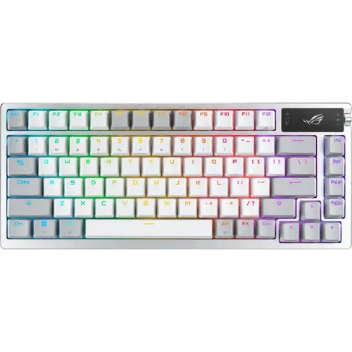 Tastatura mecanica gaming Asus ROG Azoth, iluminare RGB, switch NX Snow, Bluetooth/USB (Alb/Gri)