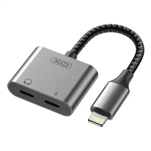 Adaptor audio XO Design NB-R258A, Lightning - 2 x Lightning (Gri)
