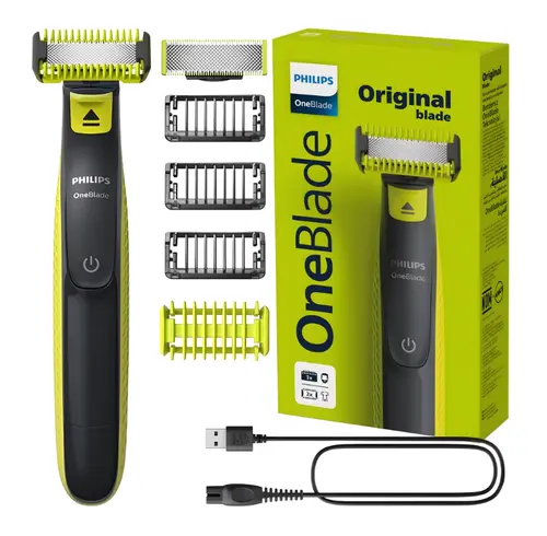 Aparat de ras Philips OneBlade Face + Body QP2824/10, Autonomie 45 minute, 2 lame, tuns si stilizat, fata si corp (Gri/Verde)