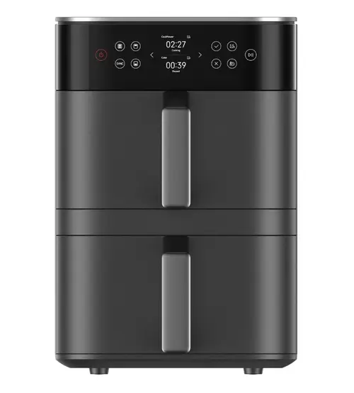 Friteuza dubla cu aer cald Xiaomi Smart Double Stack Air Fryer, 12 L, 2800 W, 14 prgorame, Temperatura ajustabila 40-230 C (Negru)