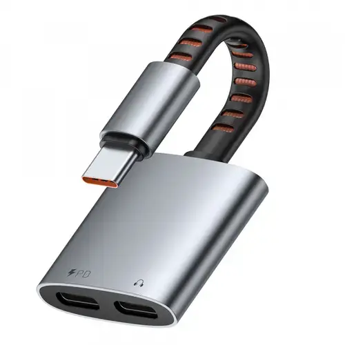 Adaptor audio McDodo CA-3370, USB-C - USB-C / USB-C (Gri)