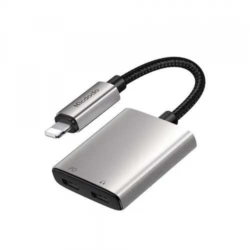Adaptor audio McDodo CA-5560 Wales, Lightning - Lightning / Lightning (Gri)