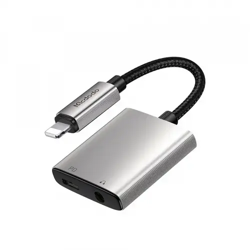 Adaptor audio McDodo CA-5540 Wales, Lightning - Lightning / 3.5mm (Gri)