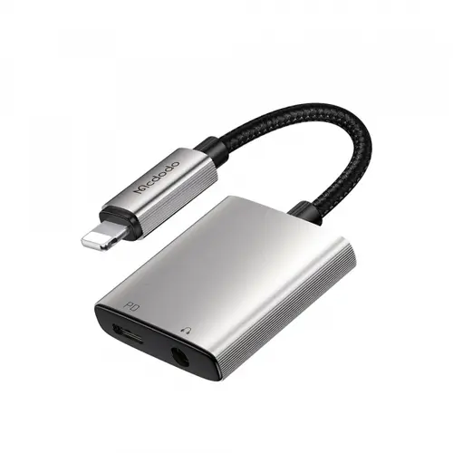 Adaptor audio McDodo CA-5540 Wales, Lightning - Lightning / 3.5mm (Gri)