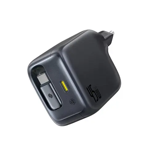 Incarcator retea Baseus EnerCore CJ11 45W, cu cablu USB-C retractabil (Negru)