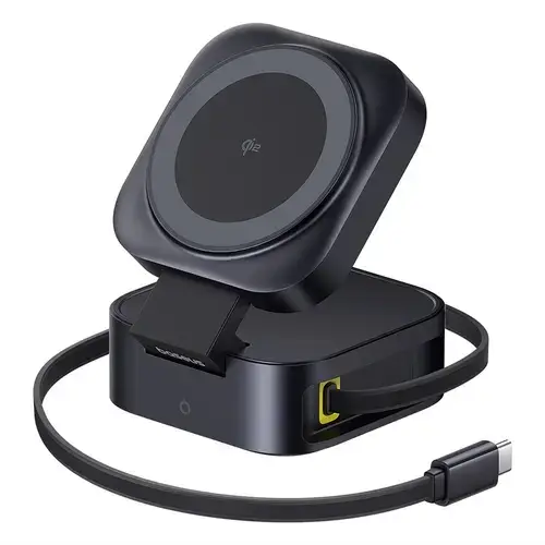 Incarcator wireless magnetic Baseus PicoGo 2-in-1 Qi2, 67W (Cablu USB-C 100W inclus) (Negru)
