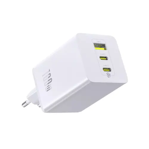 Incarcator retea Baseus EnerFill FE11, 100W, 2xUSB-C, 1xUSB, GaN6 (Alb)