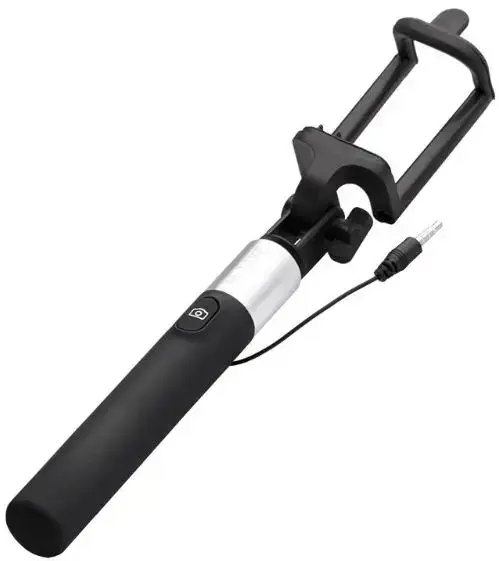 Selfie Stick M-Life Universal ML0698, cu fir, declansator pe maner (Negru/Argintiu)