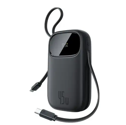 Baterie externa Baseus EnerFill FC31 10.000 mAh, USB-C, USB-A, cabluri USB-C duale, Digital Display, 45W (Negru)