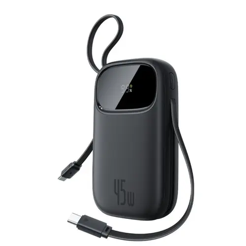 Baterie externa Baseus EnerFill FC31 10.000 mAh, USB-C, USB-A, cabluri USB-C duale, Digital Display, 45W (Negru)