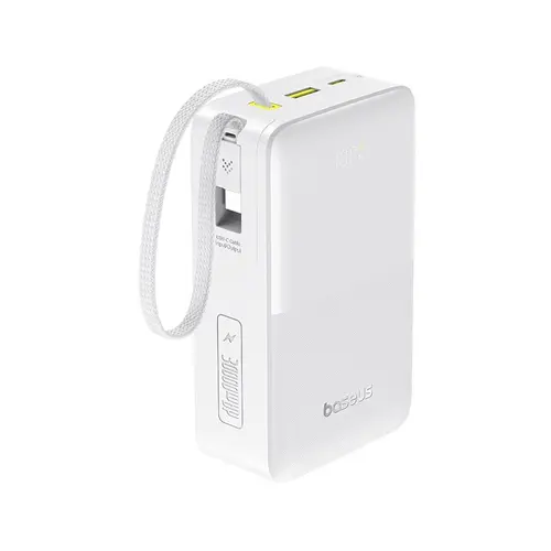 Acumulator Extern Baseus EnerFill Bipow 2 Pro, Digital Display, 30.000 mAh, 22.5W, cu cablu USB-C inclus (Alb)