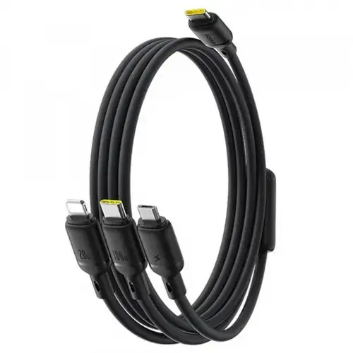 Cablu Incarcare USB-C - Lightning / microUSB / USB-C Baseus Silky 3in1 P10376303121-01, 100W, 1.5m, Negru