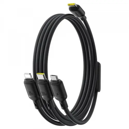 Cablu Incarcare USB-C - Lightning / microUSB / USB-C Baseus Silky 3in1 P10376303121-01, 100W, 1.5m, Negru