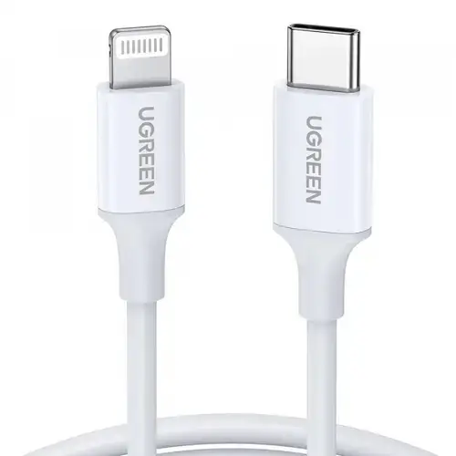 Cablu Date si Incarcare USB-C - Lightning UGREEN US171 (10493), 20W, 1m, Alb