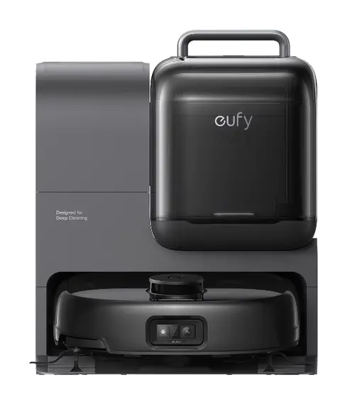 Aspirator robot eufy Omni E28 HydroJet FlexiOne, 20.000 Pa, Mop cu rola, Statie de golire si spalare automata (Negru)