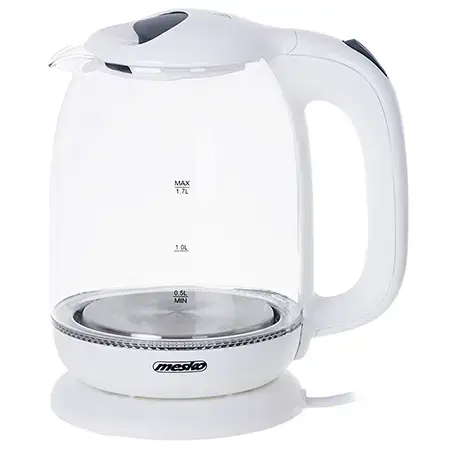 Fierbator apa Mesko MS1302W, Sticla/Plastic, 2200W, 1.7L (Alb)
