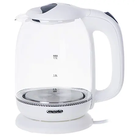 Fierbator apa Mesko MS1302W, Sticla/Plastic, 2200W, 1.7L (Alb)