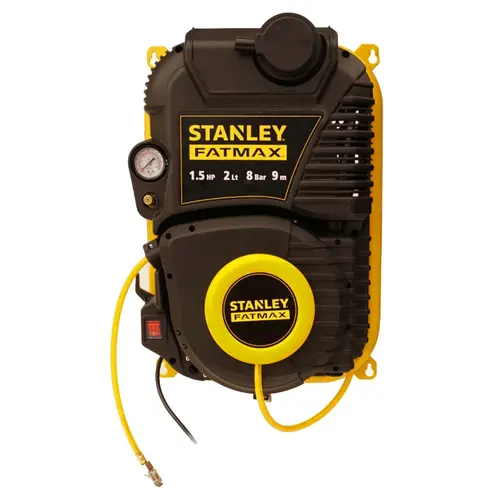 Compresor de perete fara ulei Stanley FMXCMD152WE 8bar, 1.5 Cp, 2l, furtun 9 m (Negru/Galben)