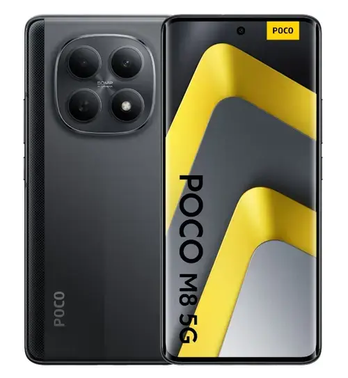 Telefon Mobil Poco M8, Procesor Qualcomm SM6475-AB Snapdragon 6 Gen 3, Octa-Core, Ecran AMOLED 6.77inch, 8GB RAM, 512GB Flash, Camera Duala 50 MP, 5G, Wi-Fi, Dual SIM, Android (Negru)