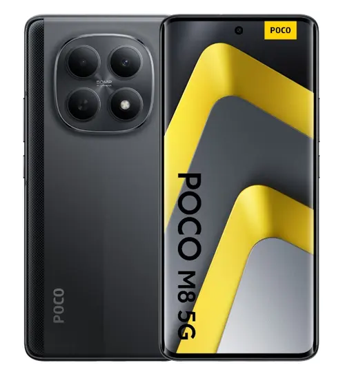 Telefon Mobil Poco M8, Procesor Qualcomm SM6475-AB Snapdragon 6 Gen 3, Octa-Core, Ecran AMOLED 6.77inch, 8GB RAM, 512GB Flash, Camera Duala 50 MP, 5G, Wi-Fi, Dual SIM, Android (Negru)
