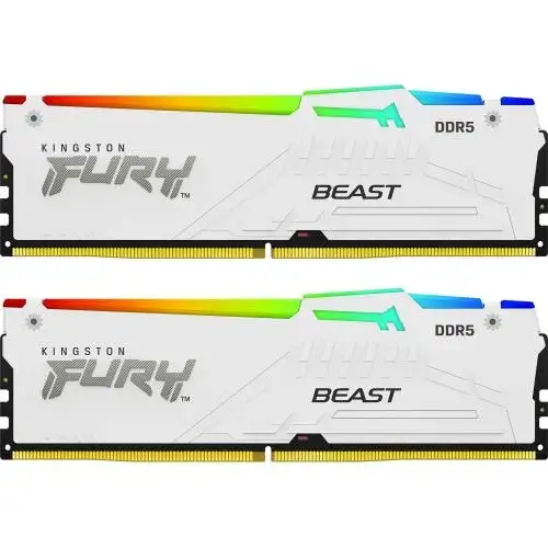 Memorii Kingston Fury Beast RGB White Intel XMP 3.0, 64GB (2x32GB), DDR5-5200MHz, CL40, Dual Channel