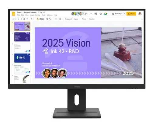 Monitor IPS LED Lenovo ThinkVision 27inch E27Q-40, QHD (2560 x 1440), HDMI, DisplayPort, Boxe, Pivot, 100 Hz (Negru)