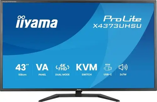Monitor VA LED Iiyama 42.5inch X4373UHSU-B2, UHD (3840 x 2160), HDMI, DisplayPort, Boxe, 3 ms (Negru)