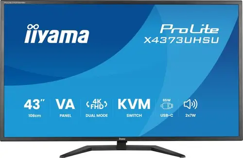 Monitor VA LED Iiyama 42.5inch X4373UHSU-B2, UHD (3840 x 2160), HDMI, DisplayPort, Boxe, 3 ms (Negru)