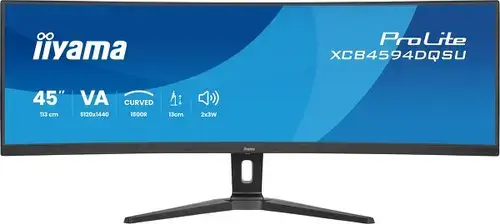 Monitor VA LED Iiyama 44.5inch XCB4594DQSU-B1, 5120 x 1440, HDMI, DisplayPort, Ecran curbat, Boxe, 75 Hz, 2 ms (Negru)