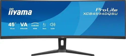 Monitor VA LED Iiyama 44.5inch XCB4594DQSU-B1, 5120 x 1440, HDMI, DisplayPort, Ecran curbat, Boxe, 75 Hz, 2 ms (Negru)