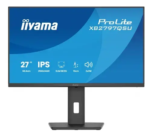 Monitor IPS LED Iiyama 27inch XB2797QSU-B1, QHD (2560 x 1440), HDMI, DisplayPort, Boxe, Pivot, 75 Hz, 1 ms (Negru)