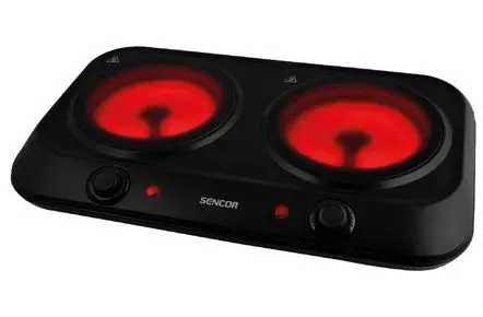 Plita electrica Sencor S-SCP2263BK, 2400 W, Vitroceramica, 2 Suprafete de gatit (Negru)
