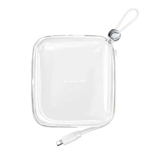 Acumulator extern Joyroom, Jelly Series, 10000mAh, 22.5W, 1xUSB, 1xUSB-C, Cablu Lightning incorporat (Alb)