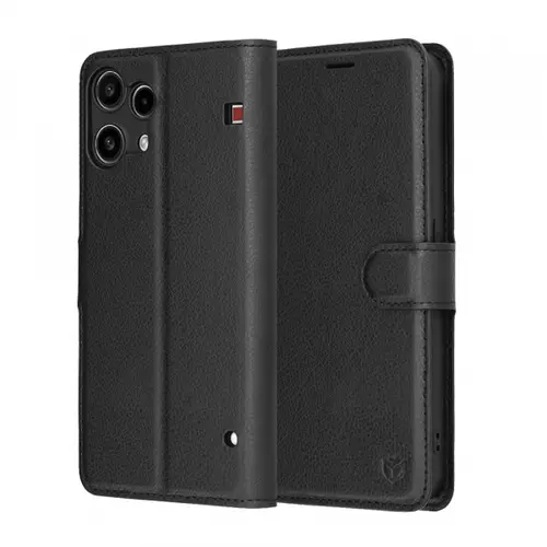 Husa pentru Nothing Phone (3a) Lite, Techsuit, Leather Folio, Neagra