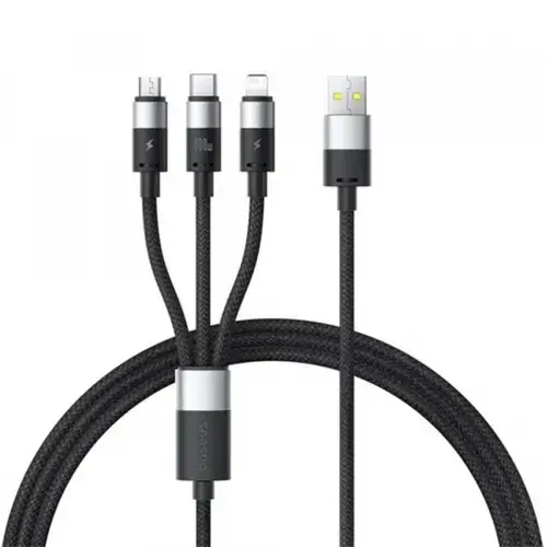 Cablu incarcare Baseus StarSpeed 3in1 USB-A - Lightning / microUSB / USB-C, 100W, 1.5m (Negru)