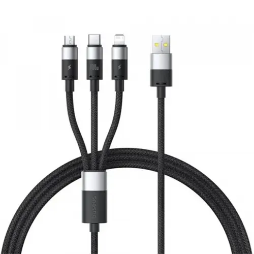 Cablu incarcare Baseus StarSpeed 3in1 USB-A - Lightning / microUSB / USB-C, 100W, 1.5m (Negru)