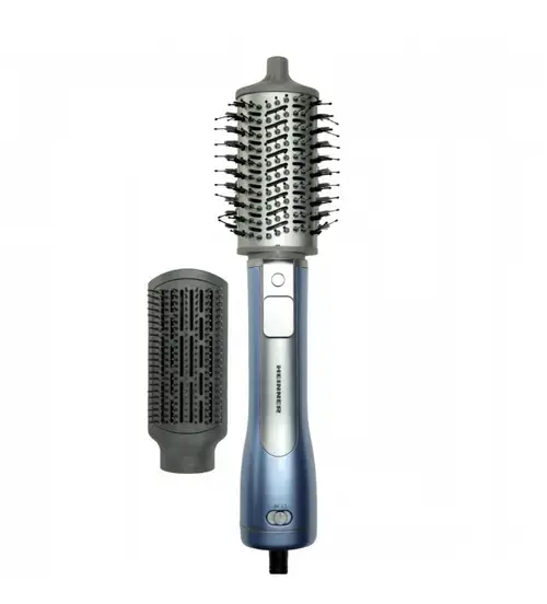 Perie cu aer cald Heinner HAB-R12DC-BL2, Motor DC, 1200W, 2 trepte de putere, Ionizare, Functie aer rece, Perie rotunda medie, Perie pentru indreptare (Albastru/Gri)