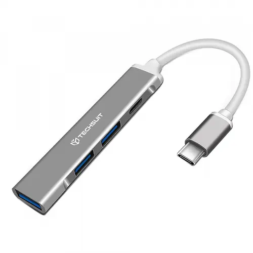 Hub USB-C Techsuit H18 PolarisBridge, 4in1 (Gri/Alb)