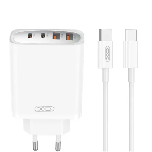 Incarcator Retea Cu Cablu USB-C XO Design CE22, 45W, 3A, 2 x USB-A - 2 x USB-C (Alb)