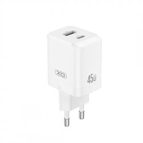 Incarcator Retea XO Design CE36, 45W, 3A, 1 x USB-A - 1 x USB-C (Alb)