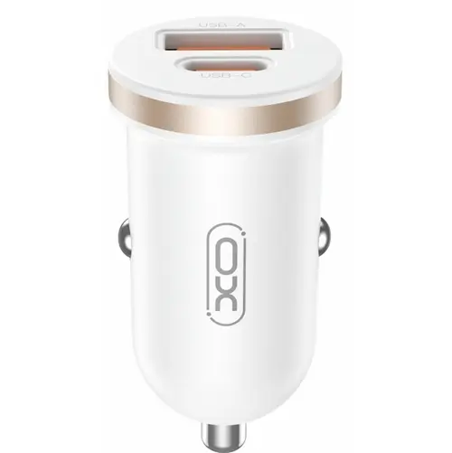 Incarcator Auto XO Design CC56, 30W, 3A, 1 x USB-A - 1 x USB-C (Alb)