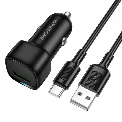 Incarcator Auto Cu Cablu USB-C Borofone BZ34 Cloud, 18W, 3A, 1 x USB-A (Negru)