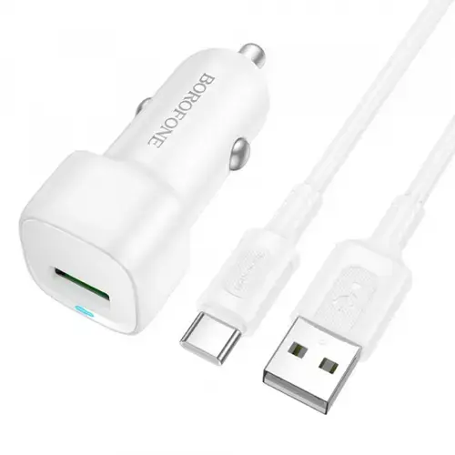 Incarcator Auto Cu Cablu USB-C Borofone BZ34 Cloud, 18W, 3A, 1 x USB-A (Alb)