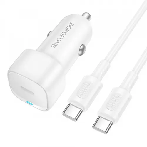 Incarcator Auto Cu Cablu USB-C Borofone BZ34A Cloud, 20W, 3A, 1 x USB-C (Alb)