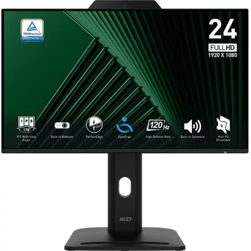 Moniotor IPS LED MSI 23.8inch PRO MP242PMG, Full HD (1920 x 1080), VGA, HDMI, DisplayPort, Boxe, Pivot, 120 Hz, 1 ms (Negru)