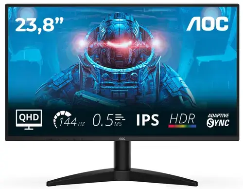 Monitor Gaming IPS LED AOC 23.8inch Q24B36X, QHD (2560 x 1440), HDMI, DisplayPort, 144 Hz, 4 ms (Negru)