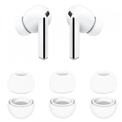 Dopuri Techsuit ET3 pentru Samsung Galaxy Buds3 Pro, Marime S / M / L, Albe