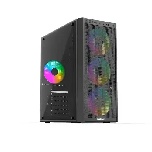 Carcasa OptimX Prime, Iluminare RGB, 120mm, ATX, 500W (Negru)