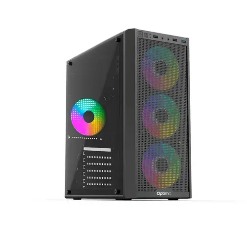 Carcasa OptimX Prime, Iluminare RGB, 120mm, ATX, 500W (Negru)